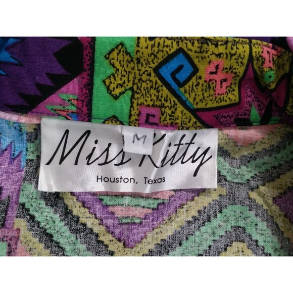 Vintage 80s 90s Miss Kitty Southwestern Aztec Print Tie Up Vest Top Western Sz M - Picture 8 of 10